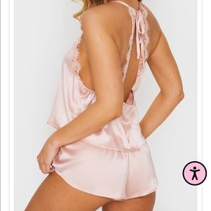 pretty little thing pink satin pajama shorts medium 10 lounge silk PLT